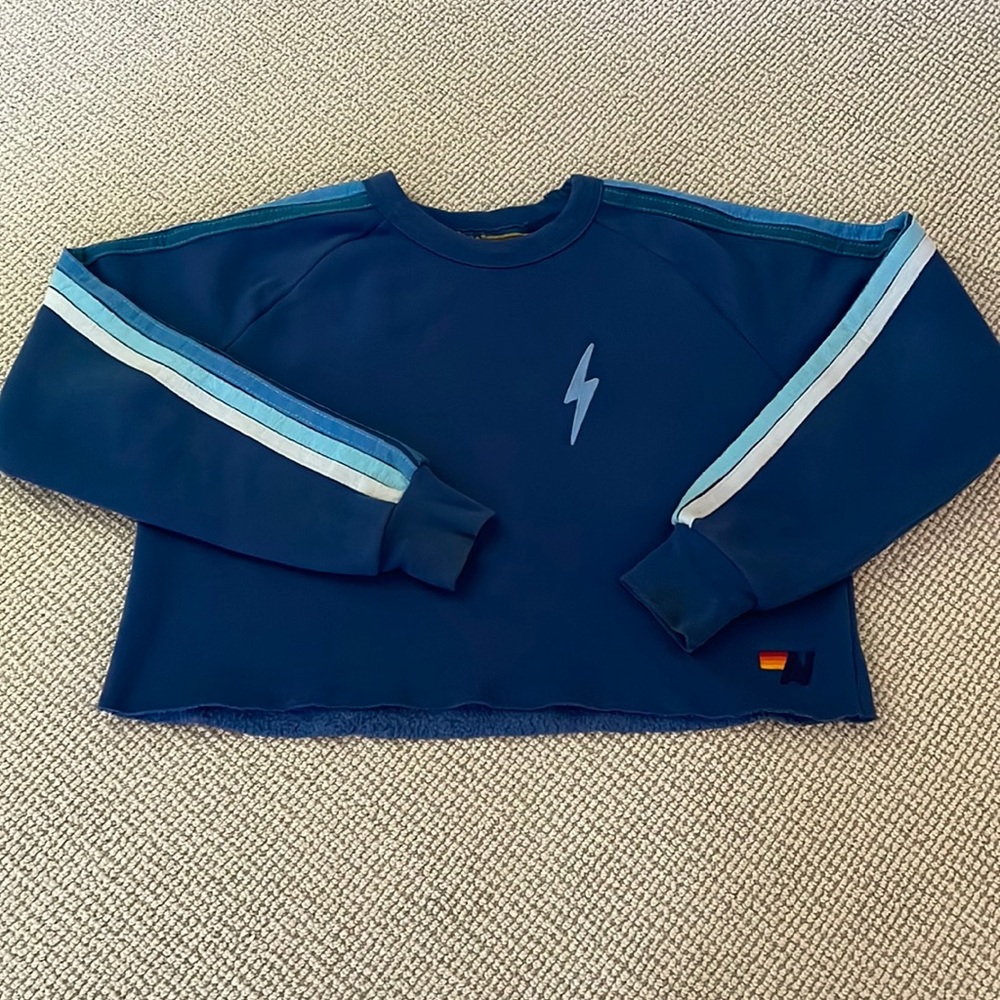 Aviator Nation Bolt Embroidery Cropped Sweatshirt Size XS